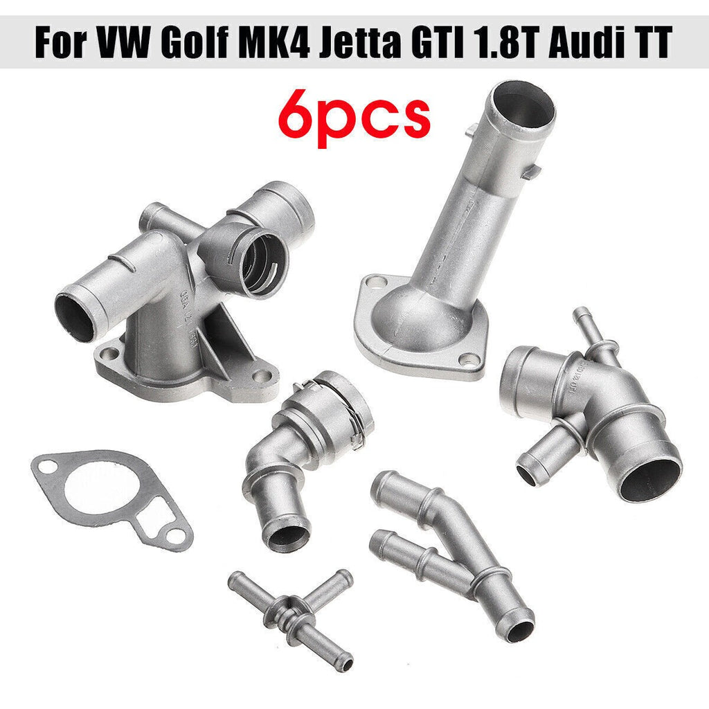 6PCS Coolant Flange Pipe Water Hose 06A121133J For Golf MK4 1.8T A3 TT 1.8T