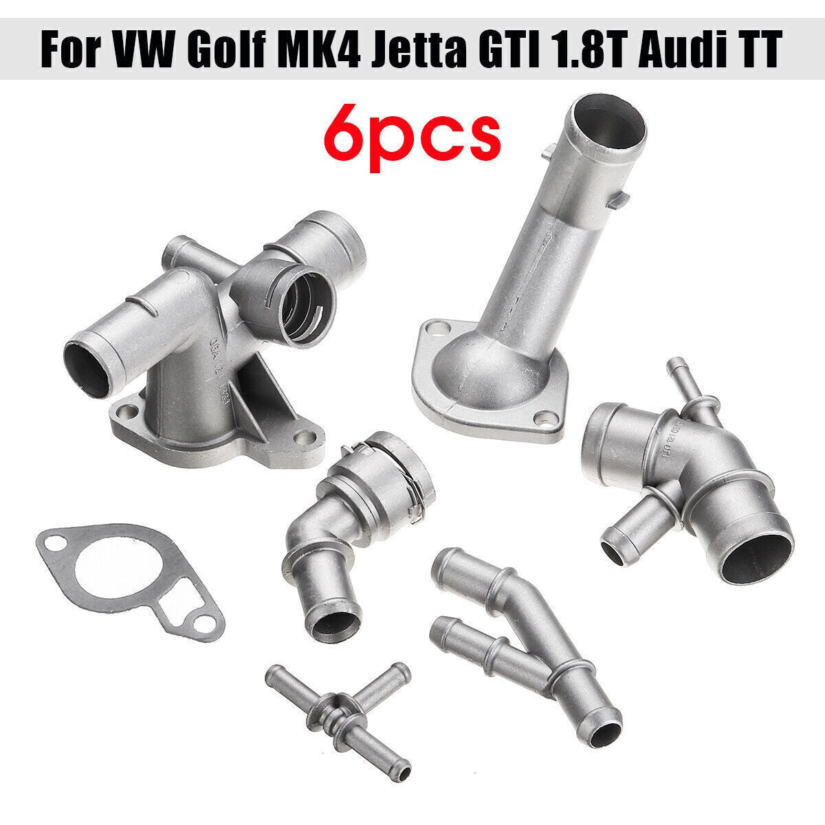 6PCS Coolant Flange Pipe Water Hose 06A121133J For Golf MK4 1.8T A3 TT 1.8T