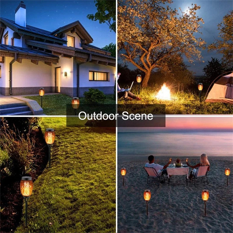 4/8 Pcs Solar Flickering Flame Torch Lights Outdoor Garden Pathway Stake Lamp
