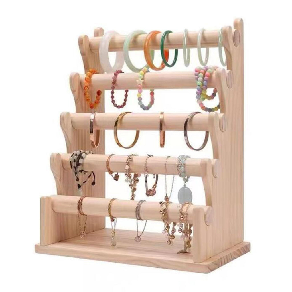 Wooden Hair Rope Bracelet Holder Bangles Jewelry Display Organizer Stand