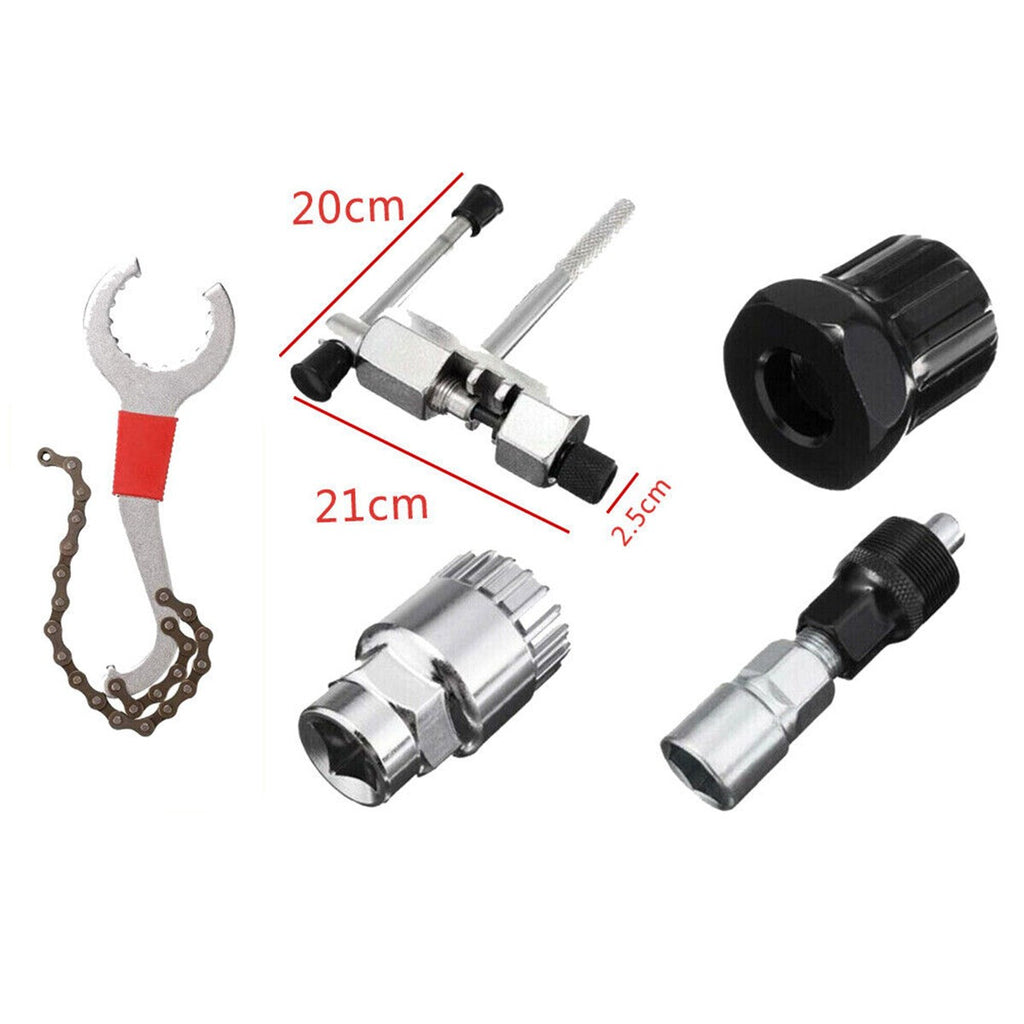 5x Bicycle Repair Kits Bike Cassette Crank Chain Whip Spanner Removal Tool Set