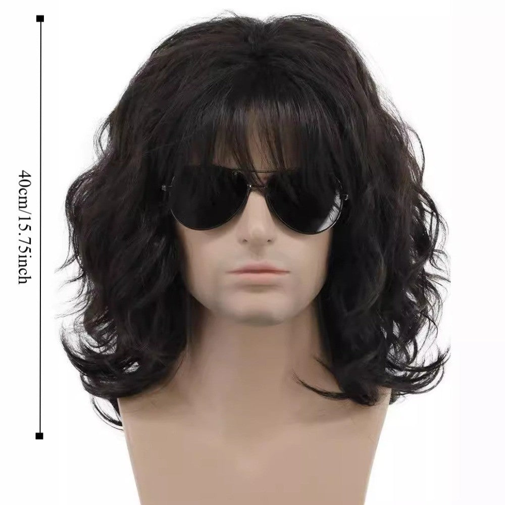 Punk Men Wig Retro Cosplay Wigs Male Wavy Wigs Short Curly Wigs Synthetic Hair