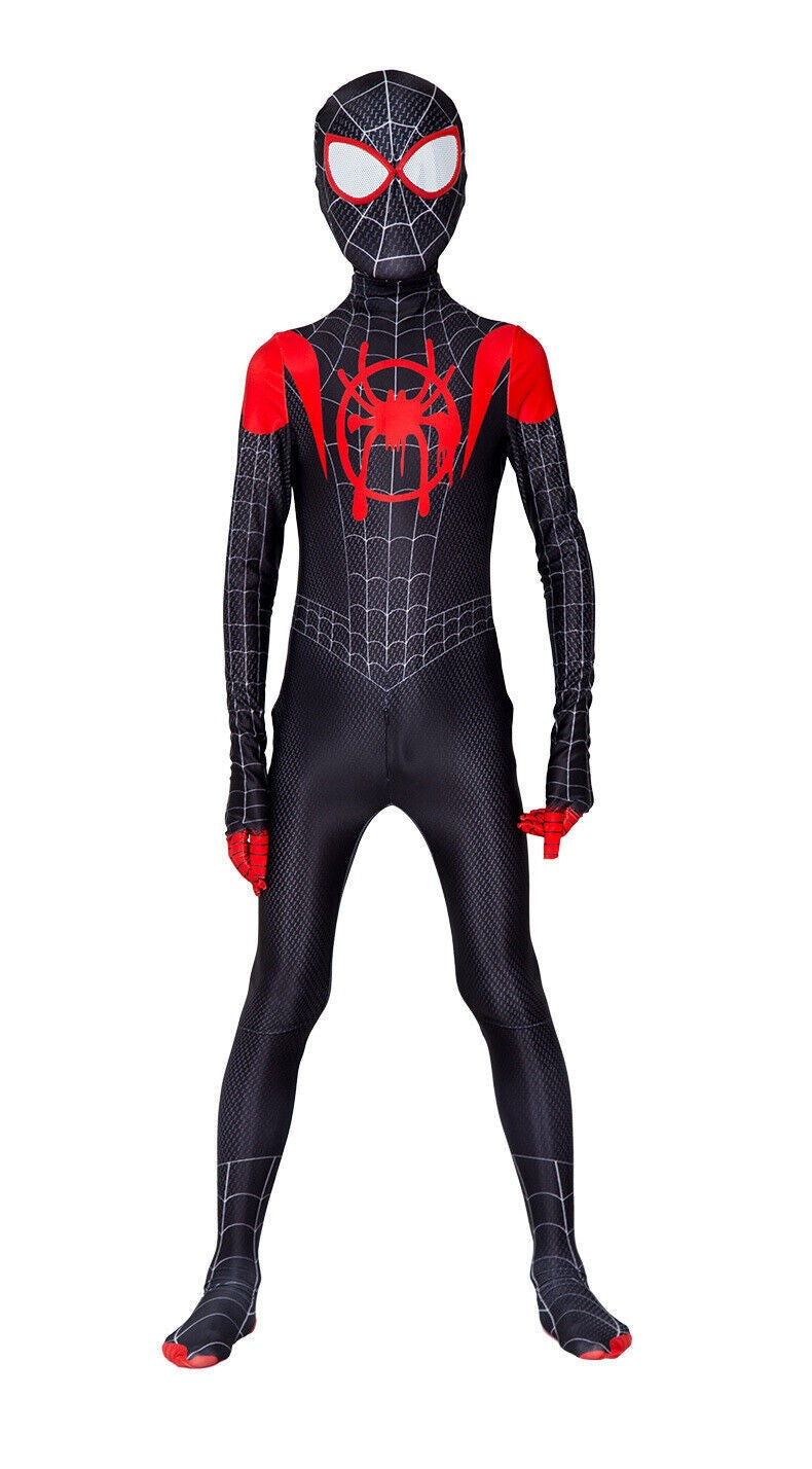 Miles Morales Spiderman Costume Men Boys Into Spider-Verse Cosplay Fancy Dress