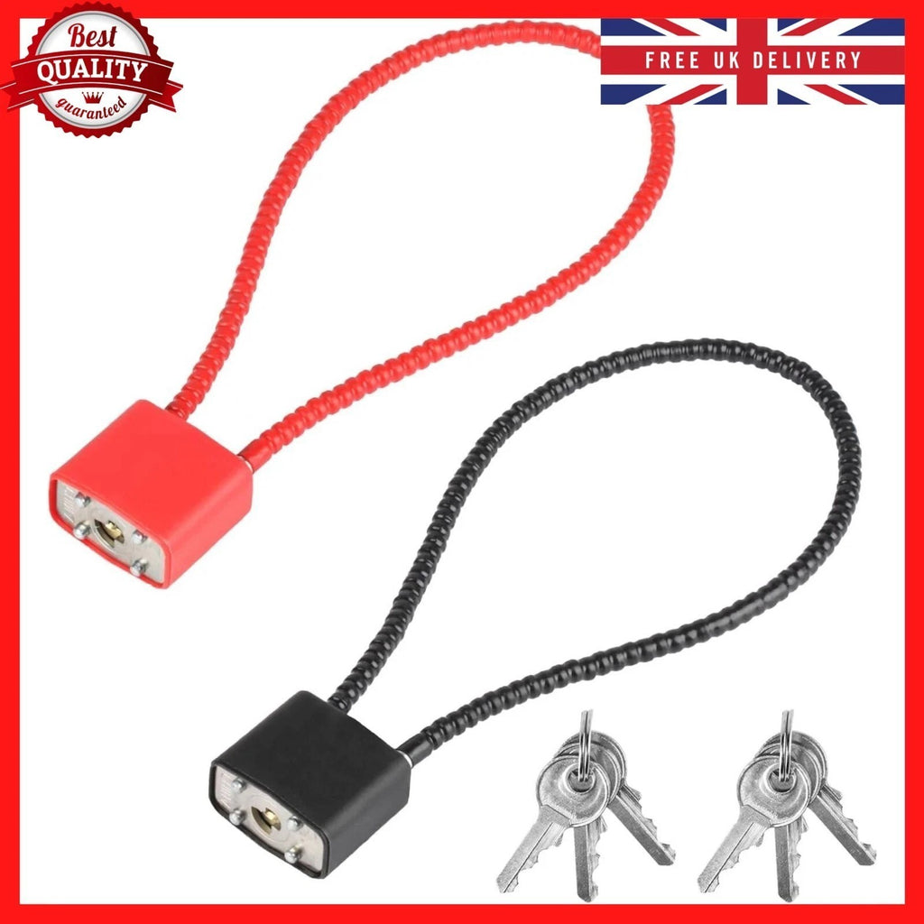 2x Heavy Duty Steel Cable Padlocks with Keys Long Shackle Flexible Rope Lock UK
