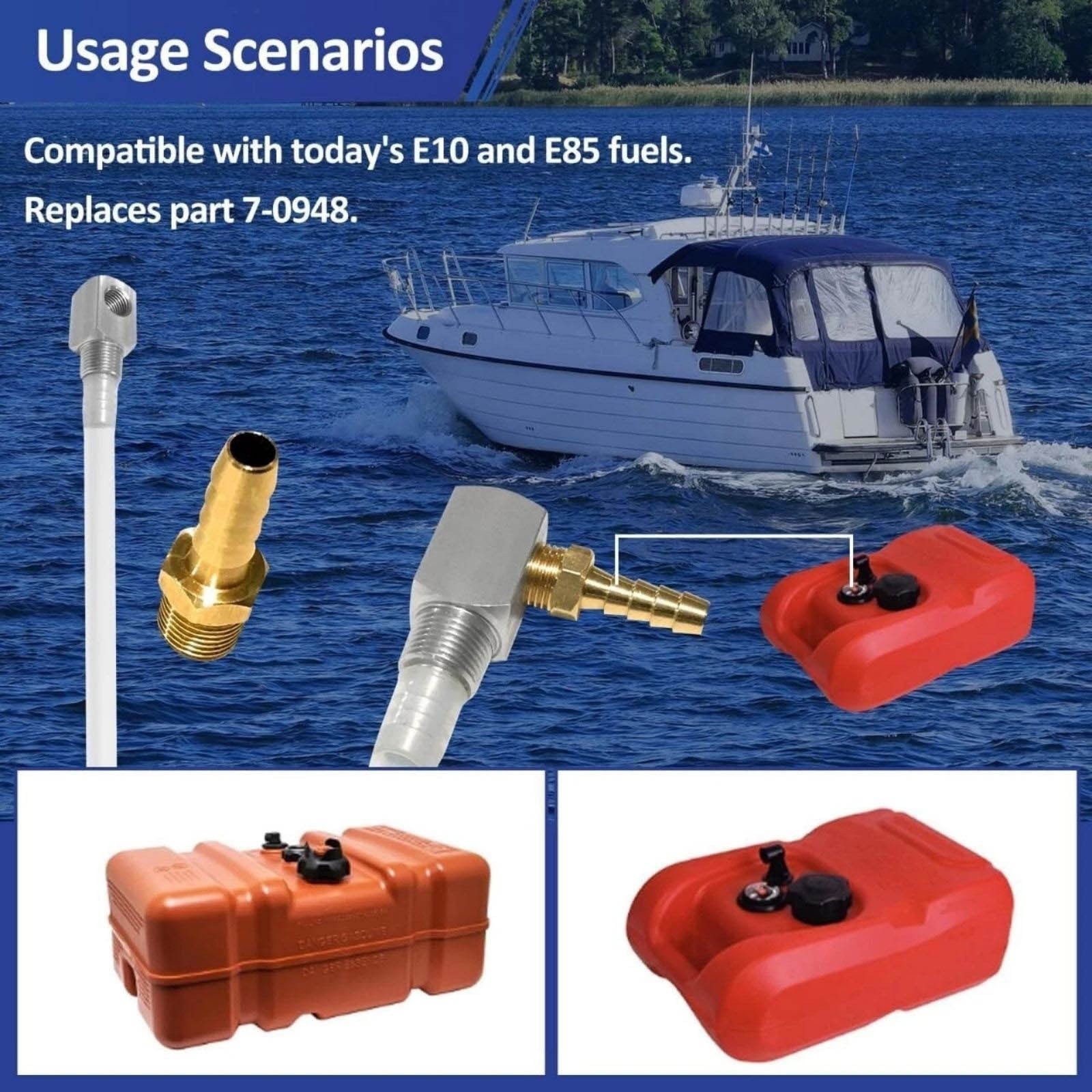 Universal Boat Fuel Pickup Tube Polyethylene with Adapter Replaces 7-0948