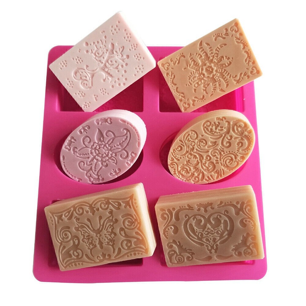 DIY Silicone Soap Mold 6 Forms Oval Rectangle Cake Mould Homemade Making Craft