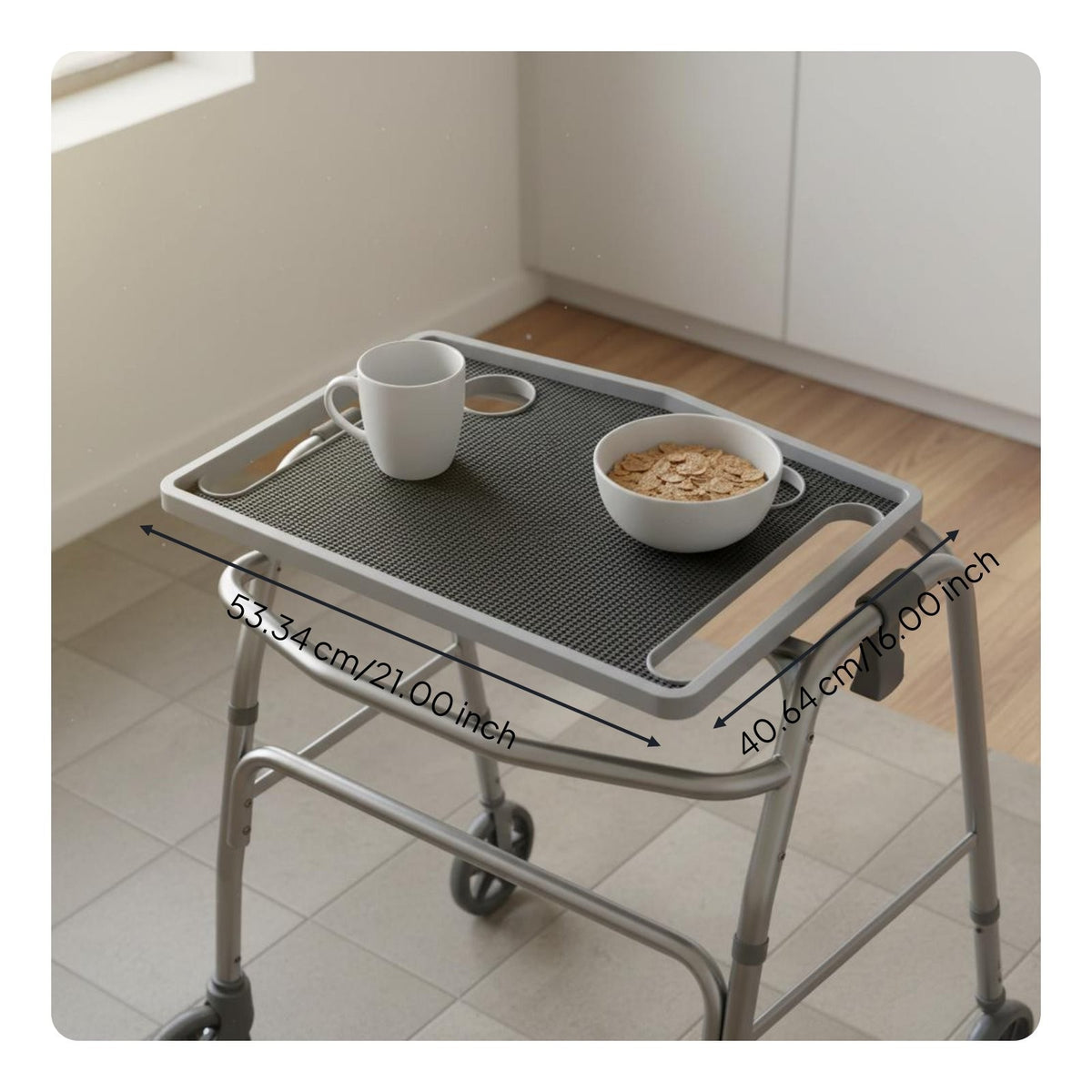 Mobility Aid Tray with Cup Holders Walker Tray with Cup Holder Lightweight