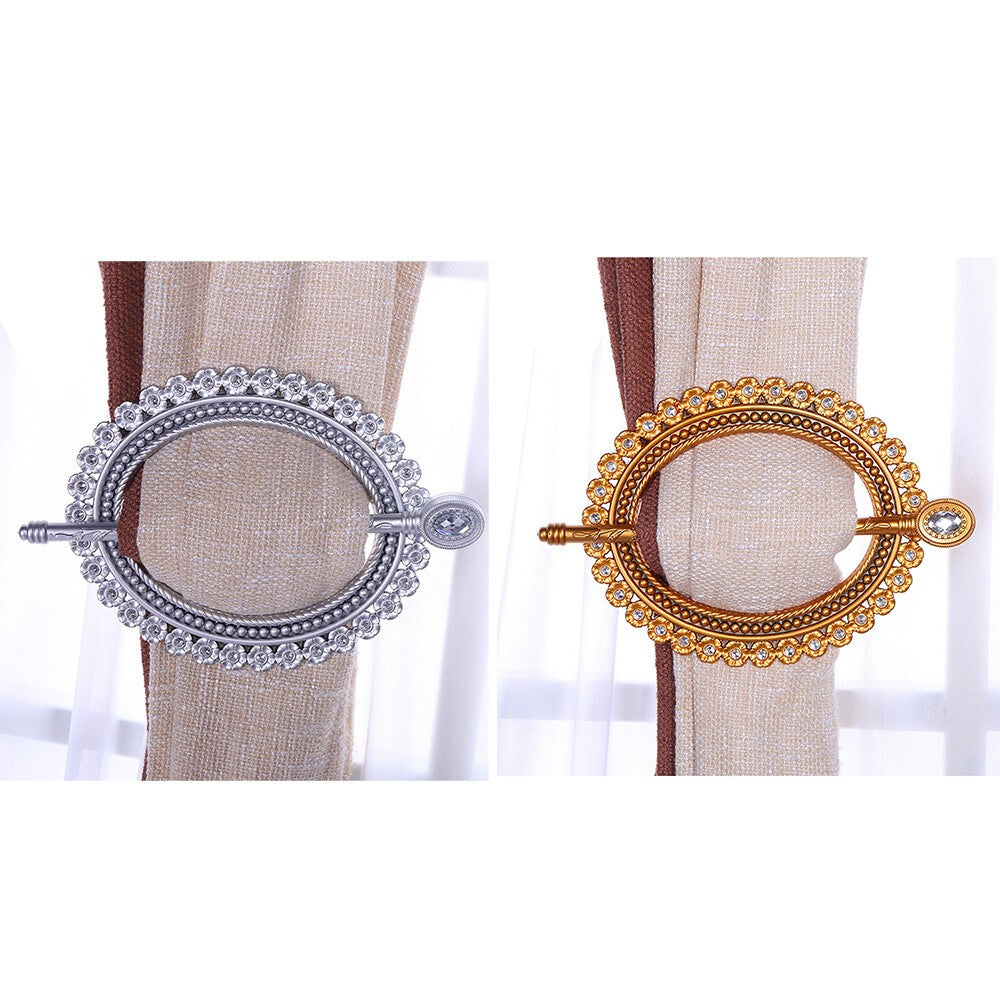 2x Curtain Tie Buckle Ring Clips Tie-Backs Buckle Holder Drapery Curtain Brooch