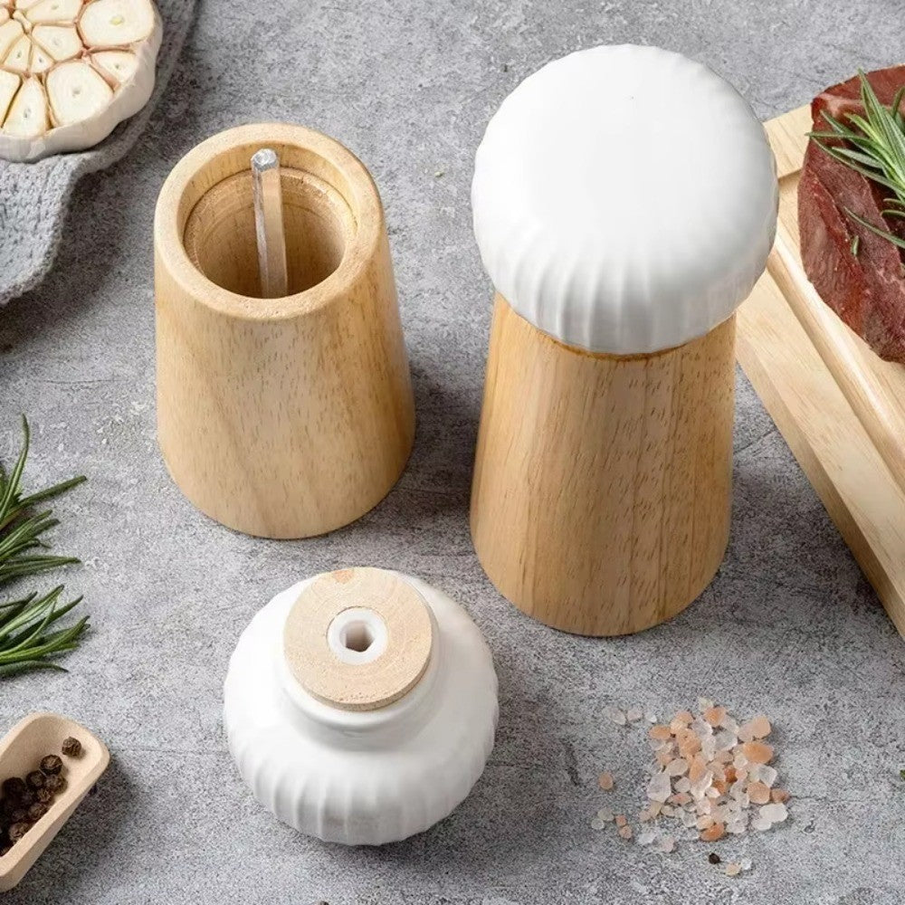 Nordic Style Manual Pepper Salt Grinder Oak Refillable Pepper Mill Adjustable