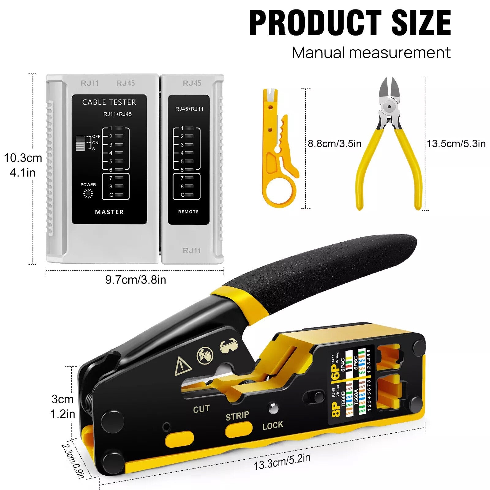 RJ45 Pass Through PRO EZ Crimping Tool Crimper CAT 5 5E 6 Connector Mega Kit UK