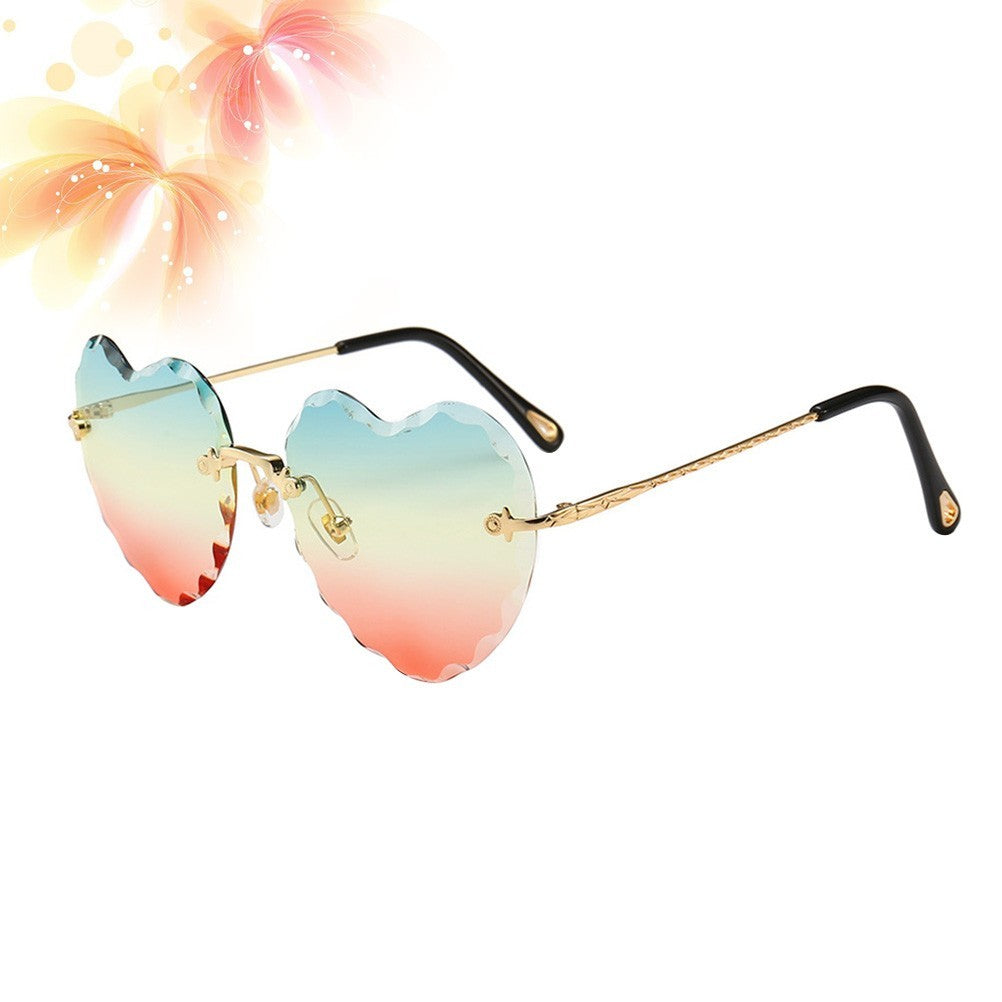 Sunglasses Miss Man Heart Shaped Rimless Ausgefallene Sonnenbrille Damenbrille