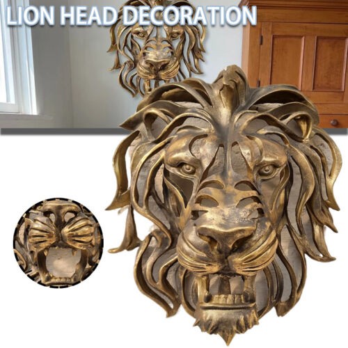 Lion Head Wall Mounted Art Sculpture Farmhouse 3D Hollow Out Hanging E