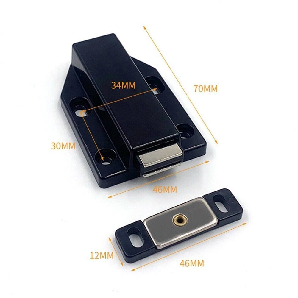 4x Door Push To Open Magnetic Cabinet Catch Heavy Duty Latch ABS Black