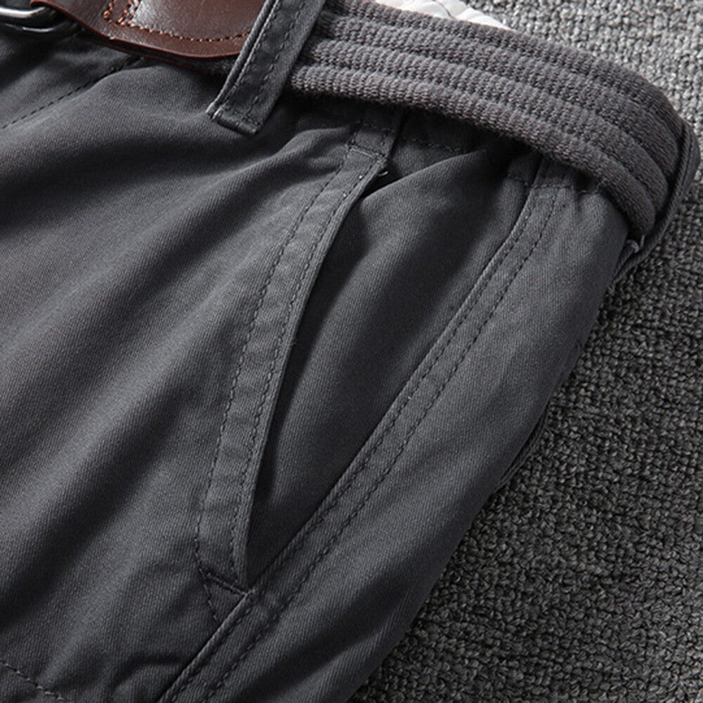 Mens Cargo Shorts 100% Cotton Combat Knee Length Summer Pants Loose Fit Short