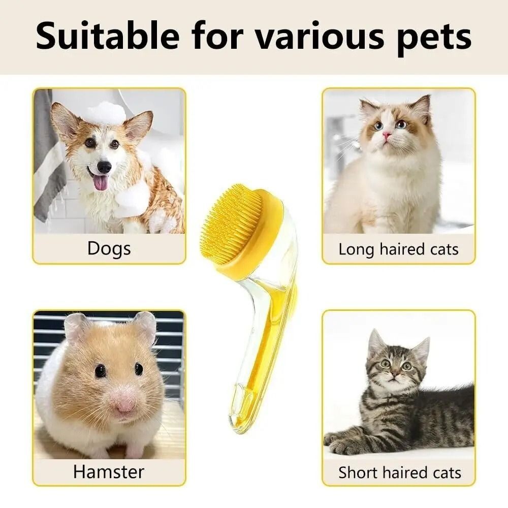 2 In 1 Bath Brush Dog Bath Brush With Shampoo Dispenser Pet Wash Brush