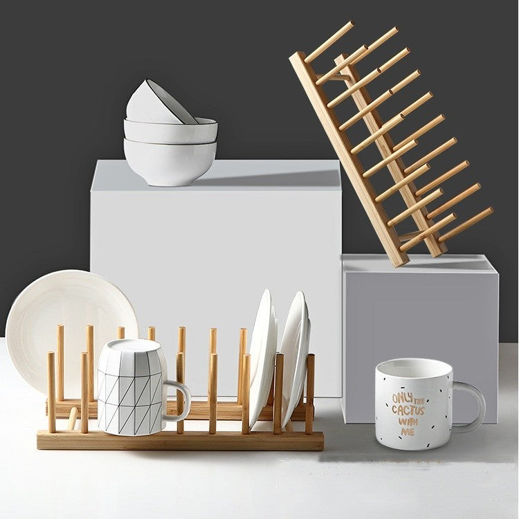 Plate Rack Holder for Kitchen Cupboards Bamboo Wooden Chopping Board Tray Dish