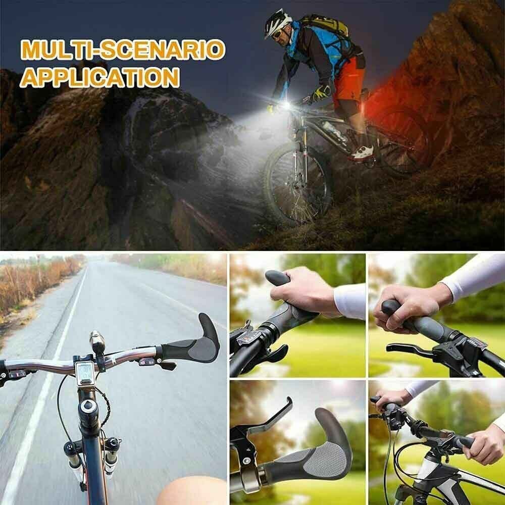 2PCS Ergonomic Rubber Bar End Handlebar Grips Cycling Bicycle MTB Mountain Bike
