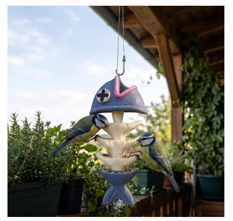 2X Creative Fish Bone Hanging Bird Feeding Device - Garden Decoration Feeding
