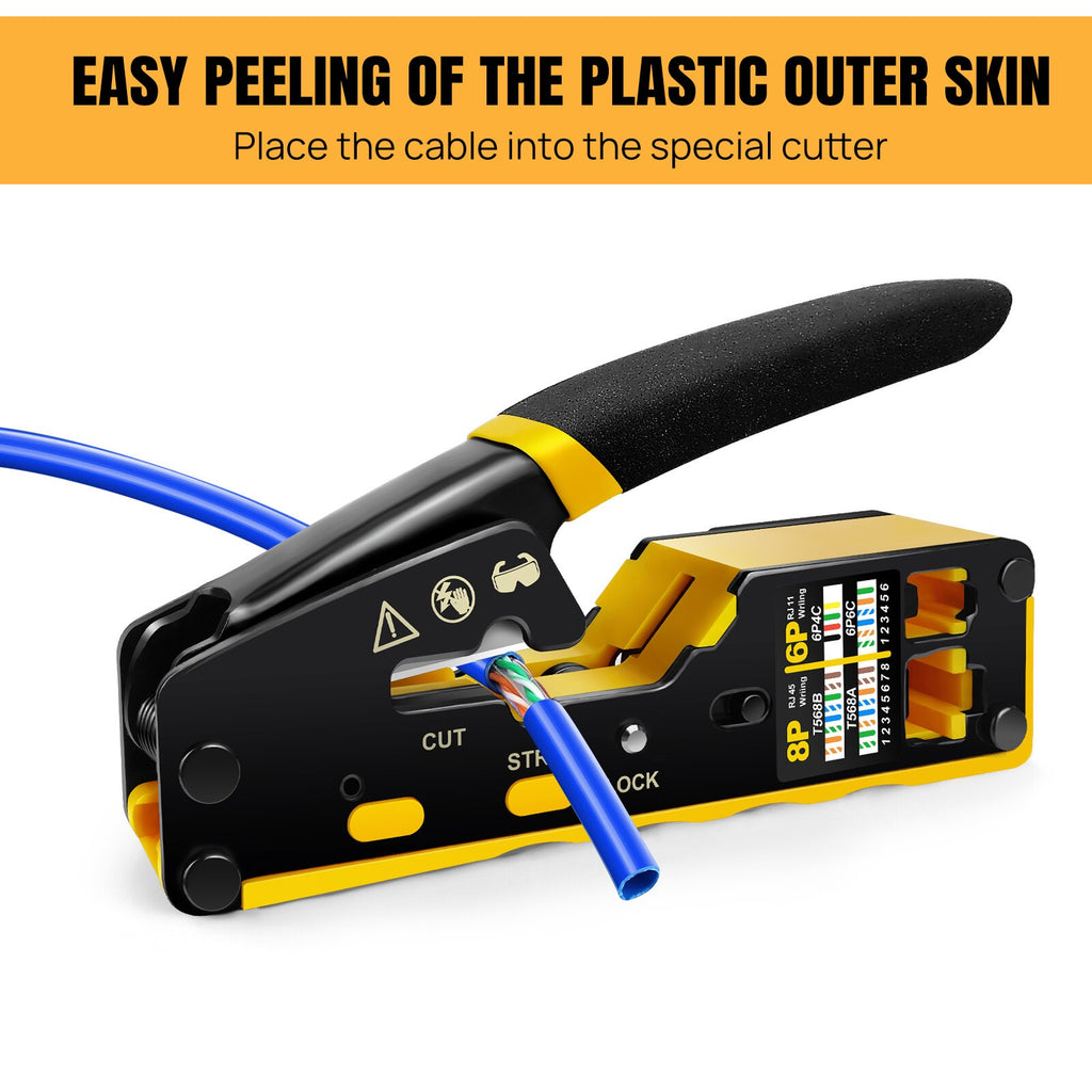 Ethernet All-in-One Tool Kleine Sized Wire Crimper - RJ11 RJ45 Pass Through