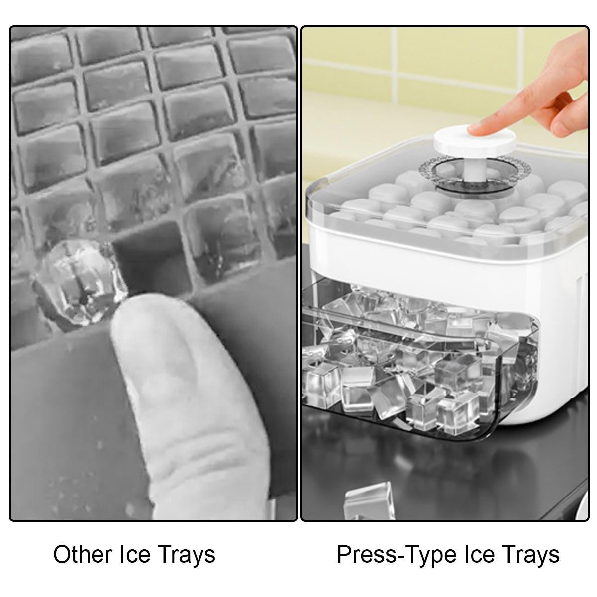 50-Cube Ice Maker with Easy Press Cap Double Layer Ice Cube Maker Refrigerator