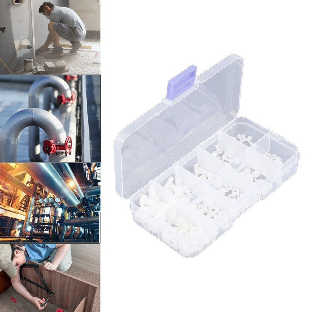 150 pcs M2 M2.5 M3 M4 M5 Size Nylon Screw Nut Washer Assortment Kit