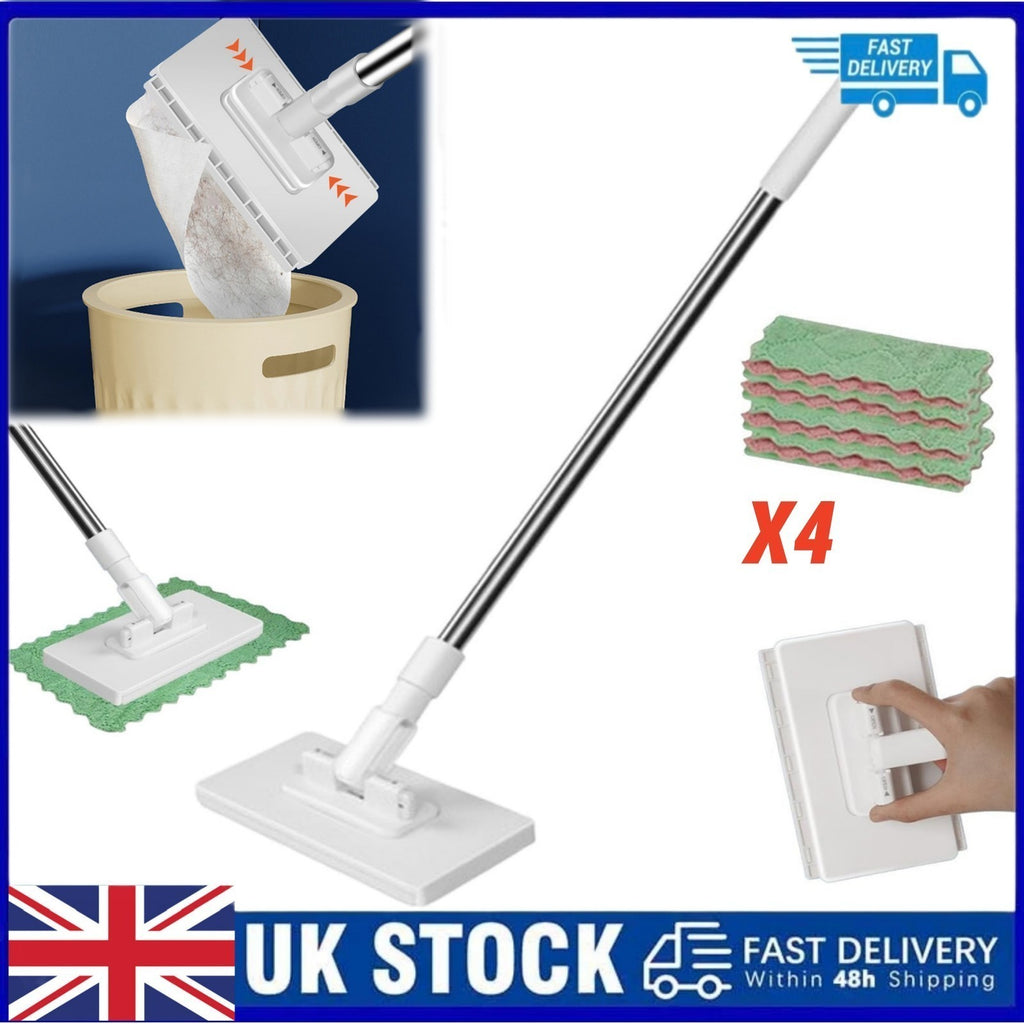 Disposable Dust Mop with 4 Reusable Cloths for Easy Cleaning and Dust Control