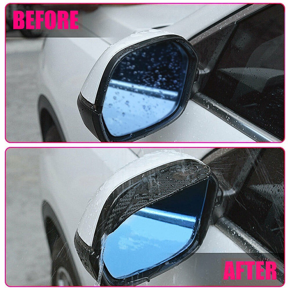 2X Car Carbon Fiber Black Car Mirror Rain Visor Guard For Auto Car Accessories