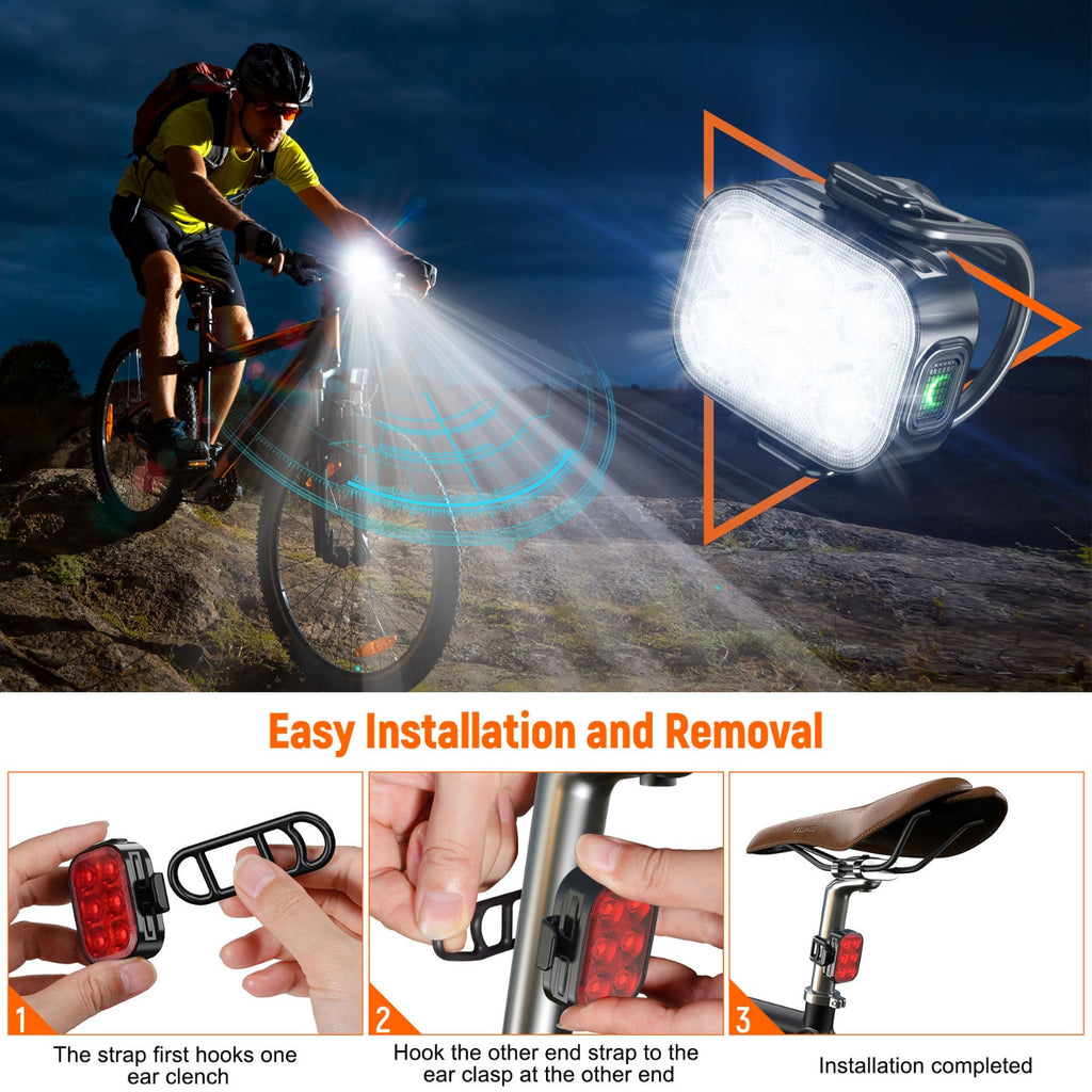 Bike Lights Night Warning Lights Rechargeable Bicycle Lights Front+Rear