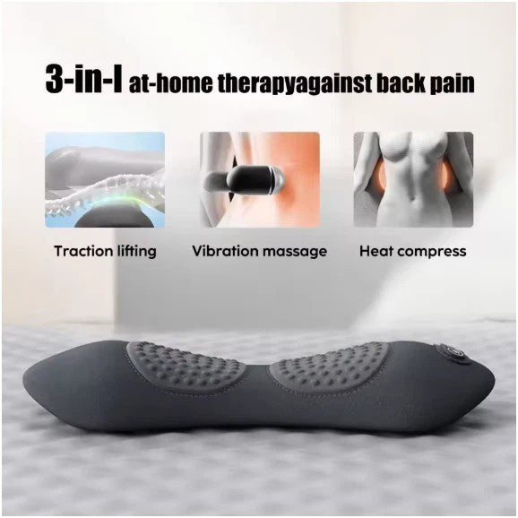 Heated Back Massager Lumbar Support Pillow with Vibration Lower Back Waist UK