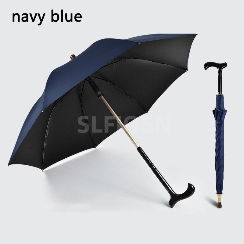 2-in-1 Walking Sticks Umbrella Windbreak Ribs Walking Cane Umbrella for Elderly