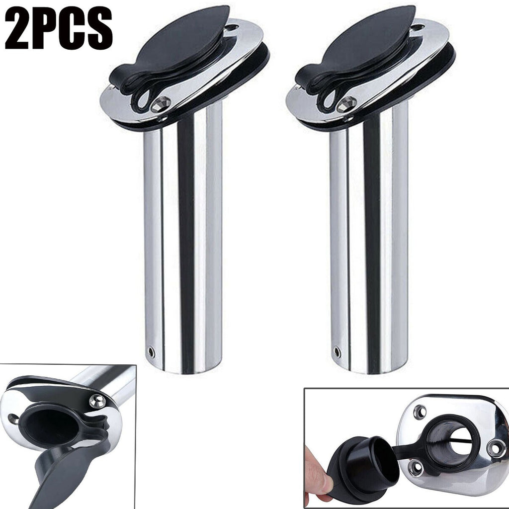 UK 2x Stainless Steel Marine Fishing Rod Holder Flush Mount 30° For Boat/Yacht
