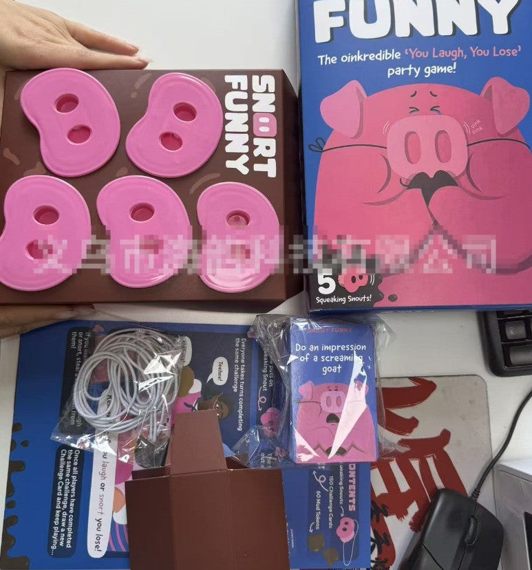 The You Laugh You Lose Party Game, Pig Nose Card Game with 150 Challenge Cards