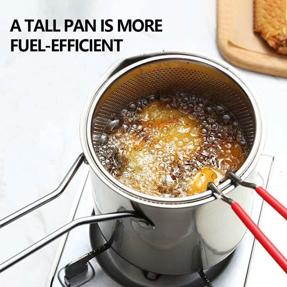 Deep Fryer Set 12cm Stainless Steel Frying Basket Pan Kitchen Tong For Chip