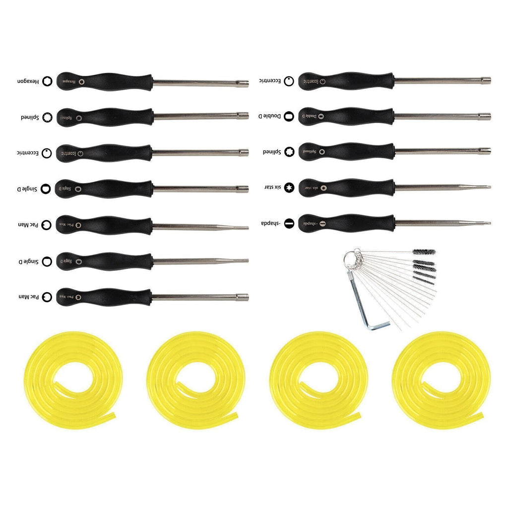 28Pcs Carburetor Adjusting Tool Carb Splined Screwdriver & Cleaning Brush Kit UK