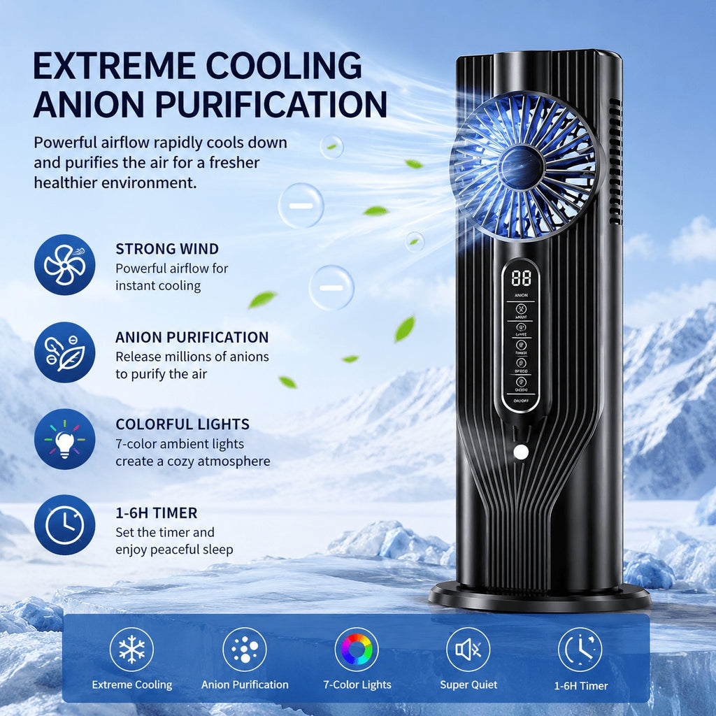 6-Speed Mini Air Conditioner USB Portable Cooling Fan Silent Humidifier Desk AC