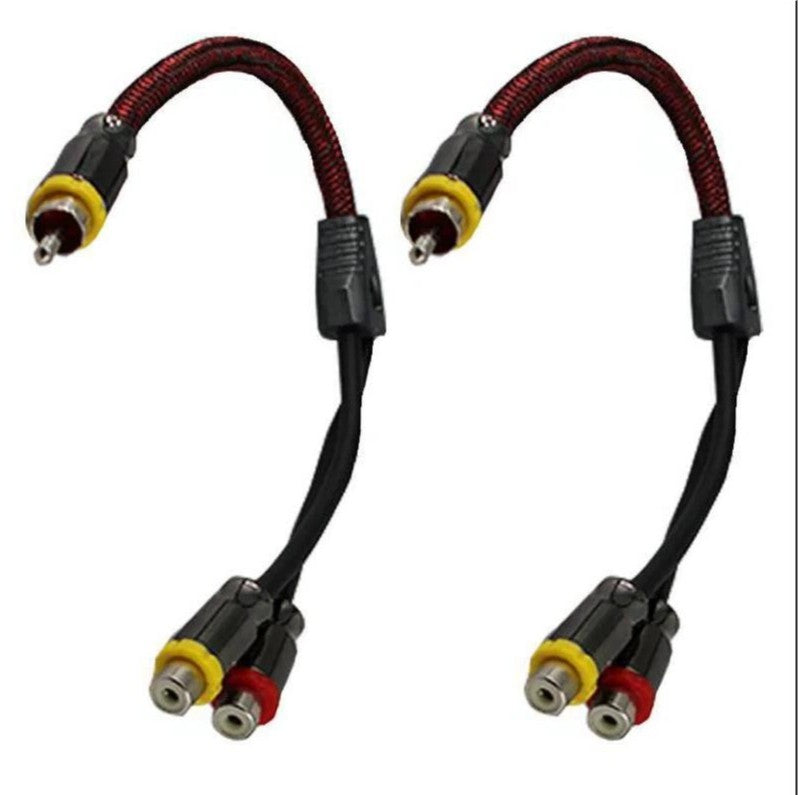 1 Male to 2 x Female PRO 20cm RCA PHONO Y SPLITTER CABLE *2