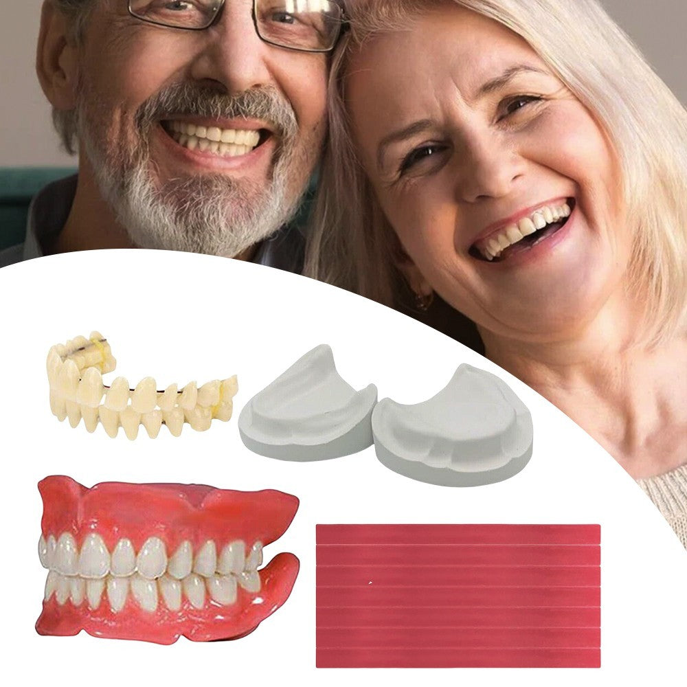 DIY Denture Fake Teeth-Full or Partial Denture Repair Missing Teeth Set UK STOCK