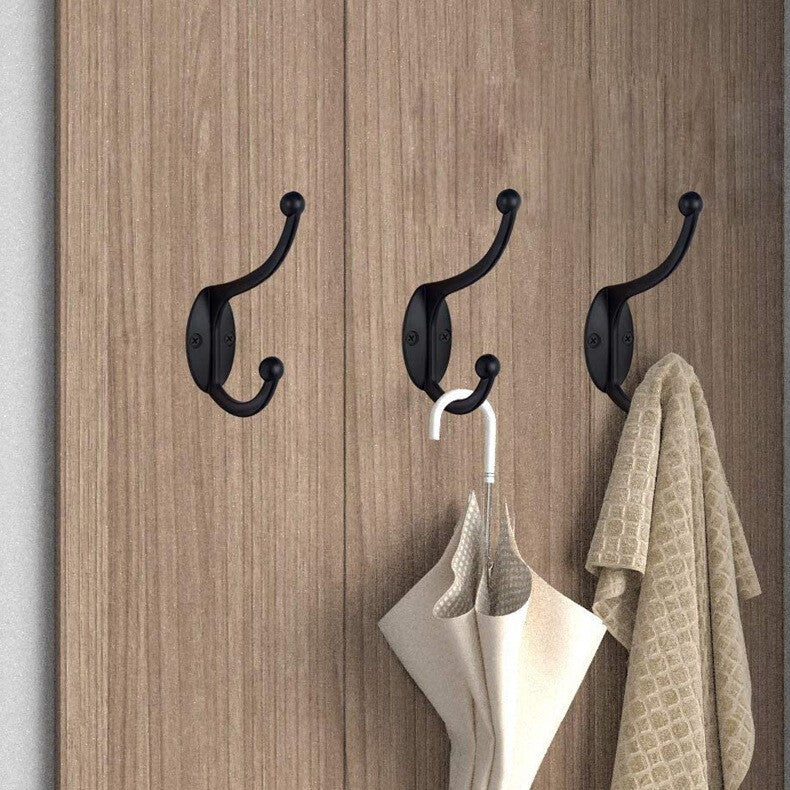 10 x Classic Antique Industrial Style Double Coat Hooks Vintage Cast Iron Hanger