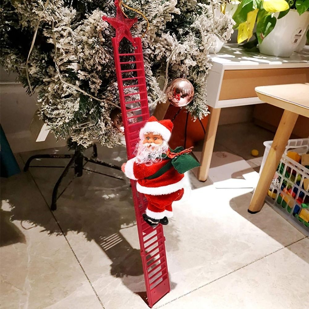 Christmas Electric Santa Claus Climbing Ladder Doll Music Xmas Music Decor Party