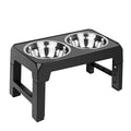 Large Dog Food Feeding Stand Station Stainless Double Raised Bowls Steel Holder
