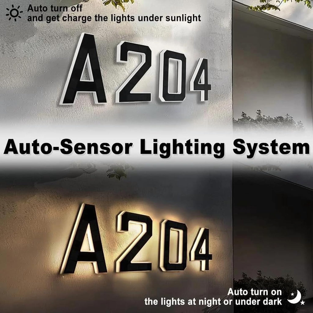 Solar LED House Numbers & Letters, 9 Inch Lighted House Numbers for Outside UK