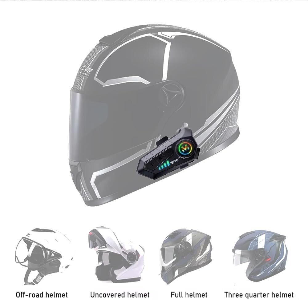 2X Wireless Bluetooth HiFi Motorbike Call Headphone Motorcycle Helmet Headset