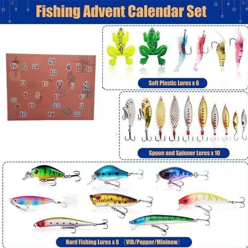 2026 Christmas Fishing Advent Calendar 24 Days Fishing Lure Countdown Calendar