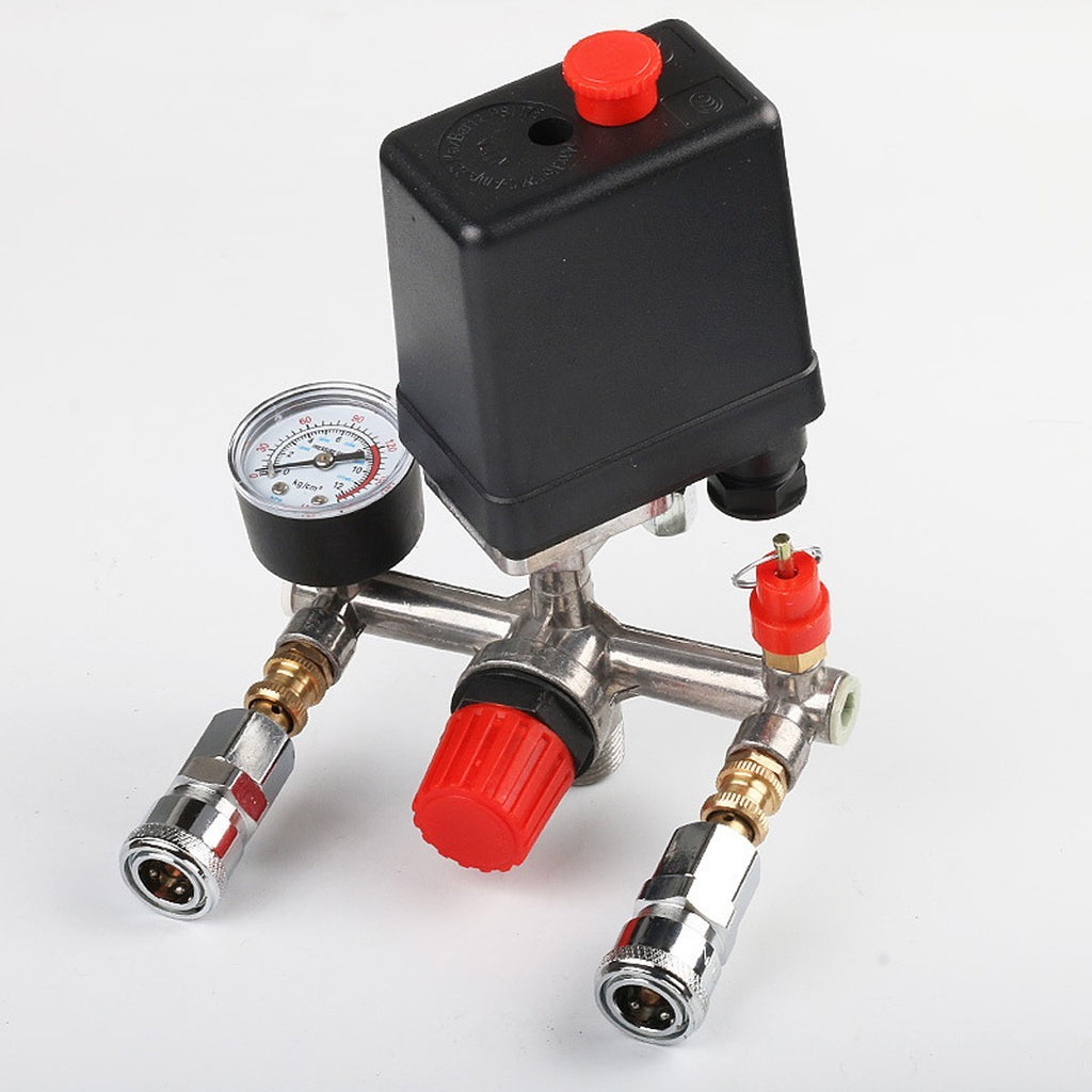 230V Pressure Switch Air Valve Manifold Compressor Control Regulator Gauges Tool