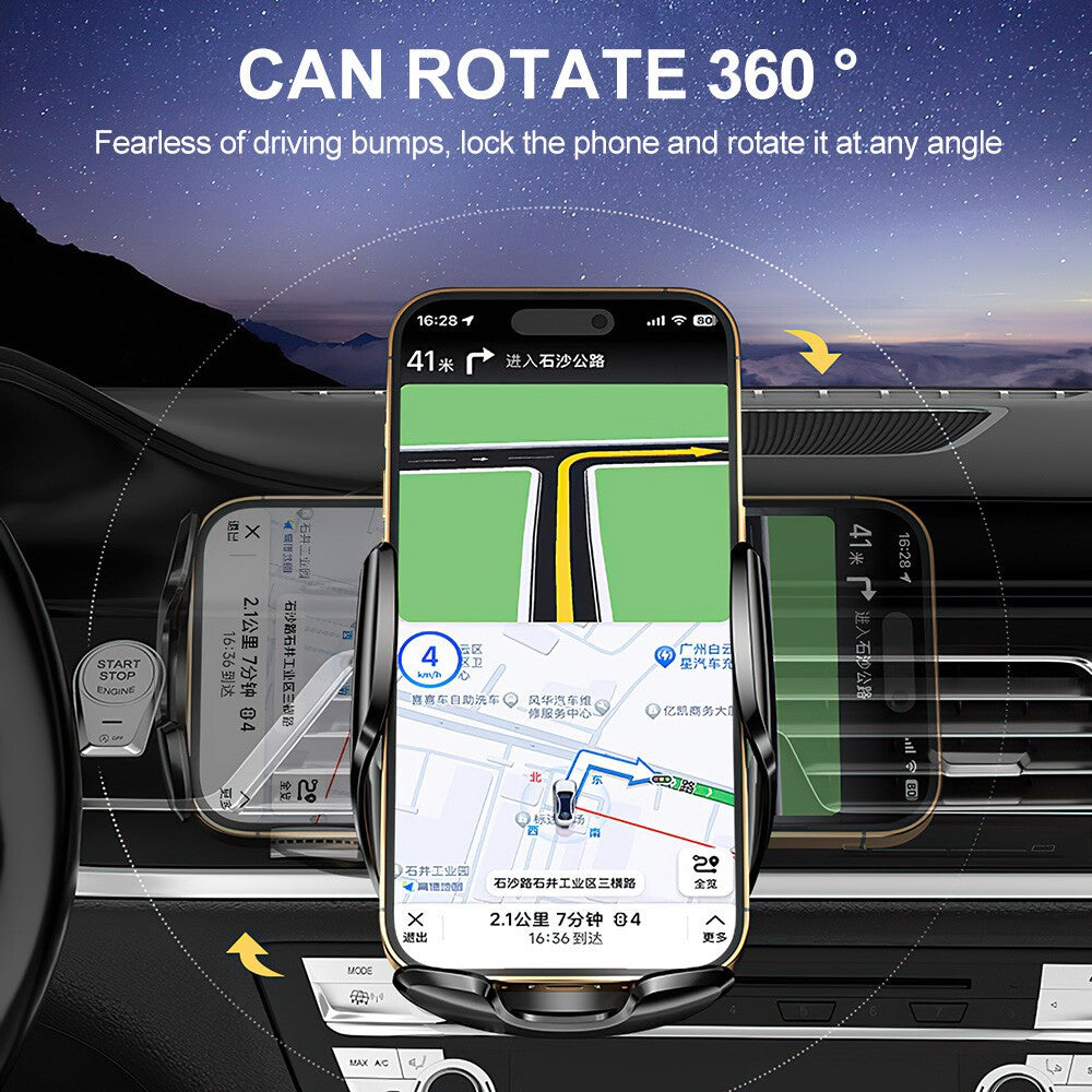 15W Fast Charging Phone Holder Automatic Clamping Mount Wireless Car Charger UK