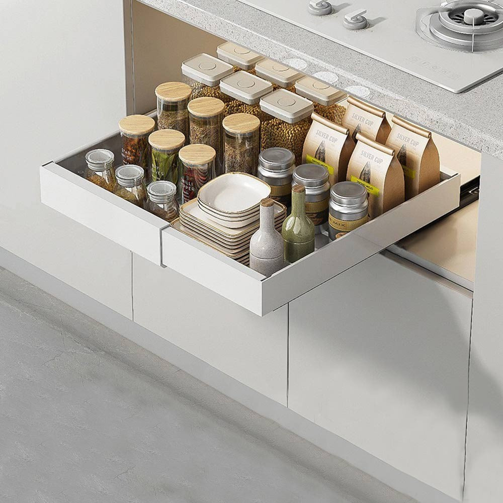 Extendable Pull Out Cabinet Organizer Slide Out Drawer Storage Shelves Kitchen
