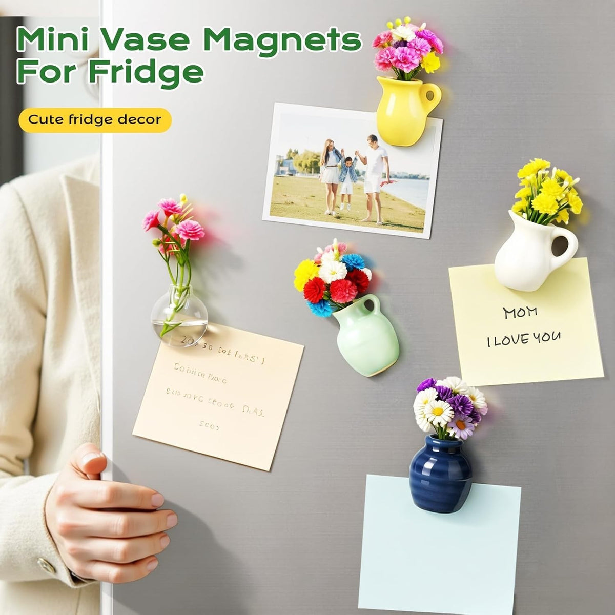 8Pcs Refrigerator Magnets Mini Ceramic Vase Fridge Magnet Vase Magnet for Fridge