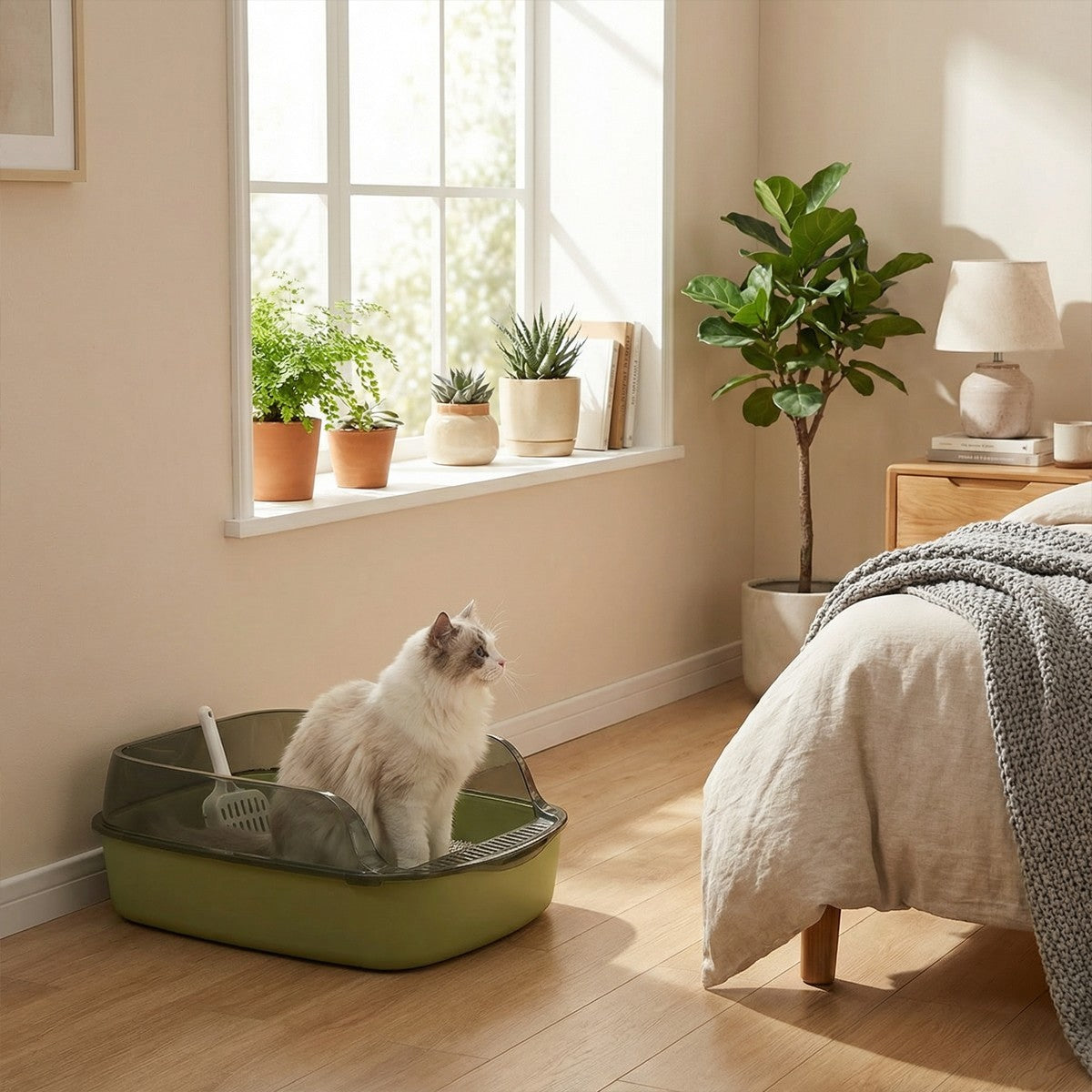 New Medium Large Open Cat Litter Tray High Side Kitty Toilet Box Indoor Pet Pan
