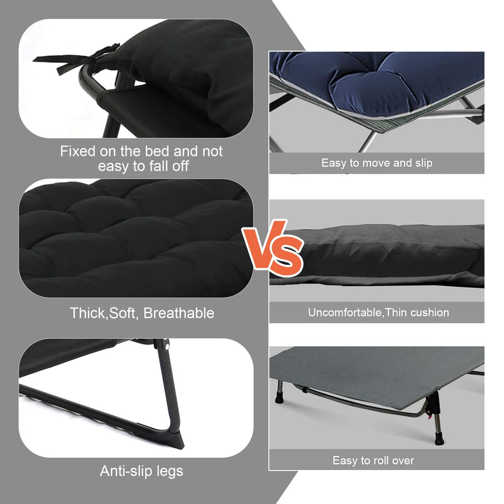 Reclining Sun Lounger Garden Folding Chair Recliner Beach Camping Bed with mat