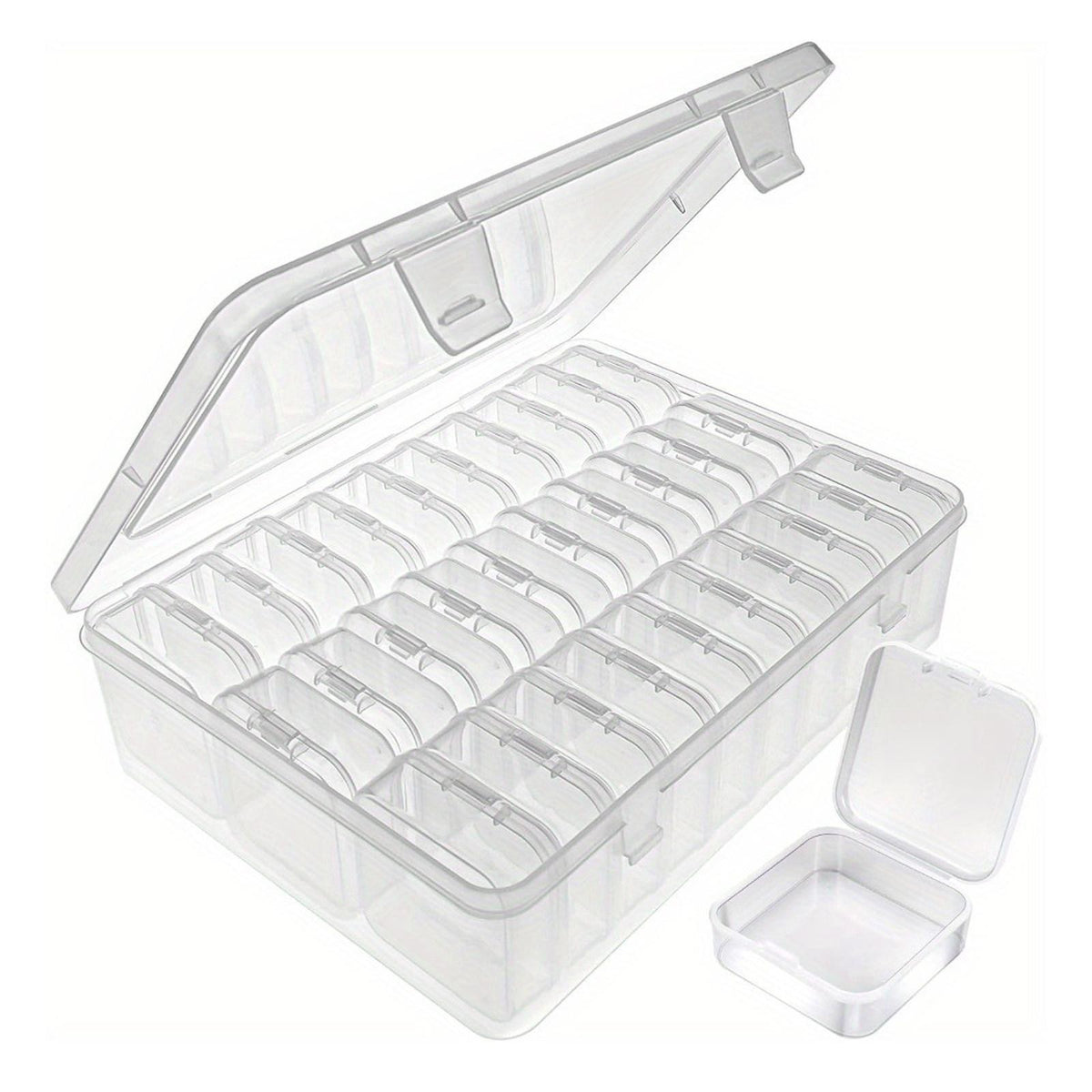 UK Clear 30 Grid Plastic Earring Storage Jewelry Organiser Box Case